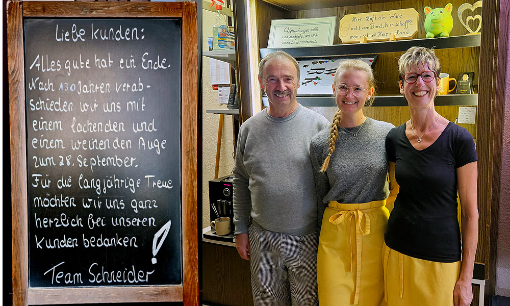 Nach 130 Jahren schließt die Bäckerei Schneider | Edgar Schneider mit Tochter Nicole und Frau Alexandra